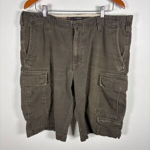 Y2K Express Mens Cargo Shorts Brown Cotton Size 38 Utility Pockets‎ Skater